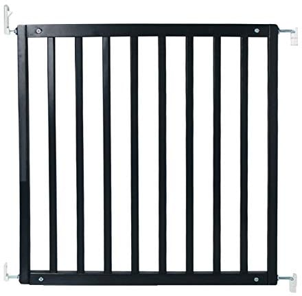 Safetots Simply Secure Wooden Gate, 72cm - 79cm, Black, Wooden Stair Gate, Screw Fit Baby Gate, Stylish and Practical Safety Barrier
