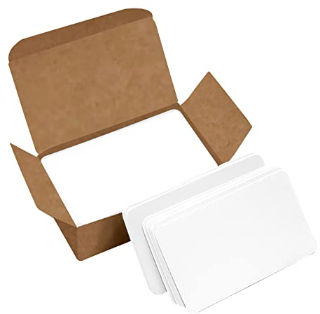 VANRA 300 PCS Kraftpapierkarten Karteikartenset Blanko-Nachrichtenkarte,Speicherkarte Frische Karten mit Box für Lernen,Studium,DIY(Weiß)
