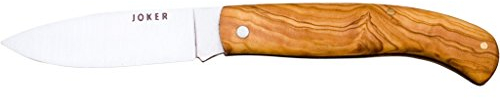 Joker Taschenmesser NO78, 420 Edelstahlklinge 8 cm, Olivenholzgriff, Angelgerät, Jagd, Camping und Wandern