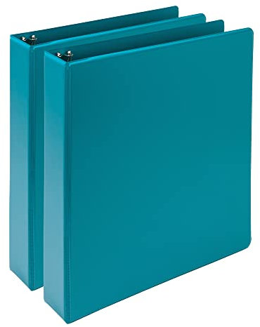 Samsill Earth's Choice™, raccoglitore a 3 anelli alla moda, resistente, con anello rotondo da 3,8 cm, fino al 25% in plastica a base vegetale, ecologico, certificato USDA, turchese, confezione da 2