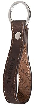 TORRO Porte-Clés en Cuir Véritable avec Anneau Fendu En Métal Brossé 2.5 cm de Diamètre (Marron Foncé)