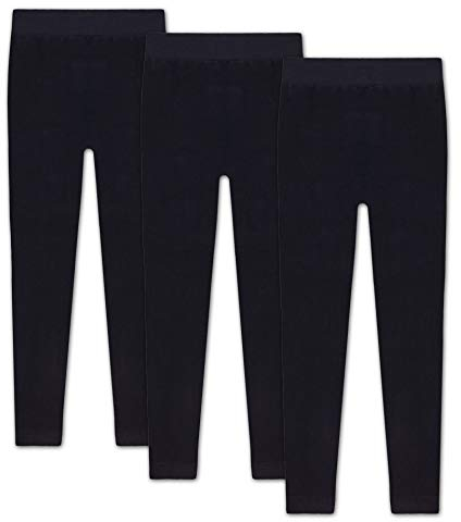 HEATEX Mädchen Thermo Leggings mit Fleece-Futter – Hoher Komfortbund ohne Nähte – Wärmend & Blickdicht für Kalte Jahreszeit (3 Pack) Schwarz 140-146