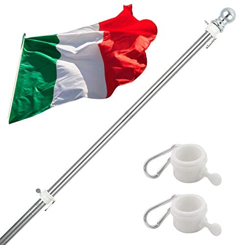 INFLATION Asta Porta Bandiera in Alluminio, Kit Asta Bandiera 150-180 cm in Acciaio Inossidabile con Anelli girevoli, Inclusa Bandiera Germania 150 * 90 cm,(Albero con Bandiere, Senza Staffa)