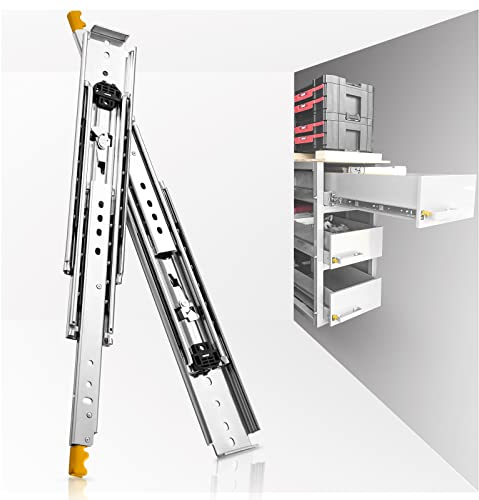SHUHANG Heavy Duty Drawer Runners With Lock 220kg Load Capacity Industrial Drawer Slides Full Extension With Ball Bearing Slides 500 600 700 800 900 1000 1100 1200 1300 1400 1500 mm, Side Mount 1 Pair