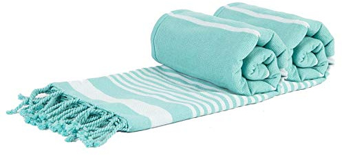 Nicola Spring Deluxe Cotton Turkish Bath Towels - Sky Blue - 157 x 87cm - Pack of 2 - Lightweight Absorbent Large Adults Kids Drying Sheet Swimming Pool Towel for Beach, Bathroom, Gym, Shower, Sauna