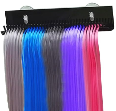 Hair Extension Halter, wandmontierte Haarverlängerung Kleiderbügel Perücke Aufbewahrungsständer mit Saugbecher Haarverlängerung Werkzeuge Haarregal für Wäsche, Farbe, Stil & Store, 30 x 4 x 6 cm
