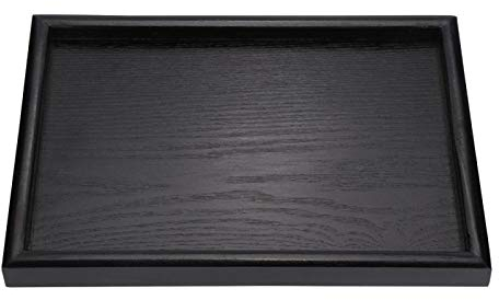 Bandejas para servir, bandeja grande de madera rectangular, de madera negra, té, café, refrigerios, comidas, para el hogar, restaurantes, comida, desayuno y decoración para la cena(30*20*2cm)