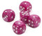 Würfel (16mm W6) in rosa/weiße Punkte - Made in Germany - WeLoveBeads - 5 Stück