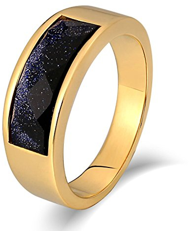 Mesnt Mode Ringe Herren 7mm Edelstahl Ringe Herren Quadrat Runder Opal Versprechen Vertrauensring Bandring Gold Ringgröße 65 (20.7)