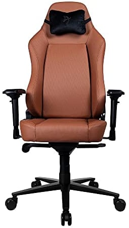 Arozzi Primo-PREM-BWN Gaming Stuhl, Primo Full Premium Leder Velours Kissen mit 4D Armlehne, verstellbare integrierte Lendenwirbelstütze