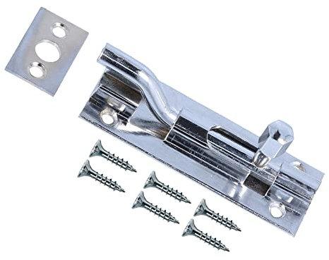 TERF® Polished Chrome Door Bolt Barrel Slide Lock Necked Door Bolt 75mm [3''] Door Latch with Screws Ideal Door Locks for Internal and External Doors 75mm - Pack of 1