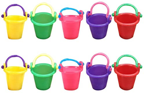 10pcs Doll House Bucket Foldable Pail Buckets Miniature Buckets with Handles Mini House Supplies Dollhouse Bucket Stuffy Toys for Kids Mini Bucket for Dollhouse Jane Favors Plastic