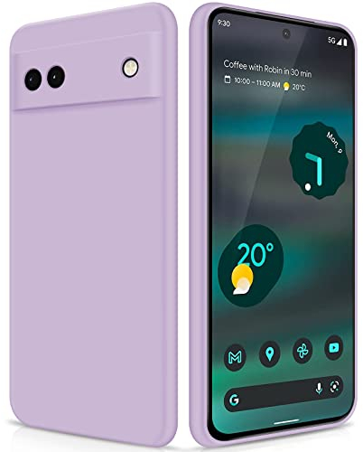 GiiYoon Cover in Silicone Compatibile Google Pixel 6A, Custodia in TPU Antiurto Sottile con Strato Interno in Fibra Case e Protezione della Fotocamera, Viola