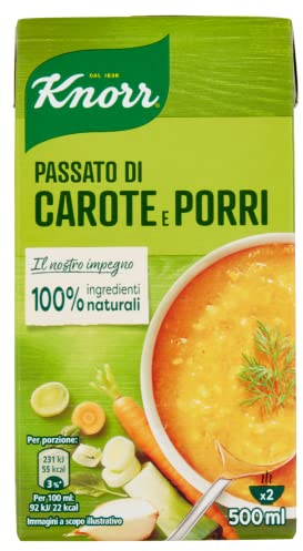 Knorr Passato di Carote e Porri Purée de carottes et poireaux Plat de soupes prêtes à chauffer 500ml