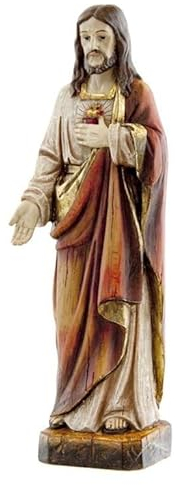 DRW Heilige Figur Herz Jesu Holz Stil Handbemalte Harz 20 cm