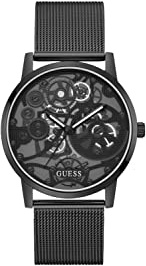 GUESS Analoge Herren-Armbanduhr mit schwarzem Zifferblatt, GW0538G3, Schwarz, Klassisch