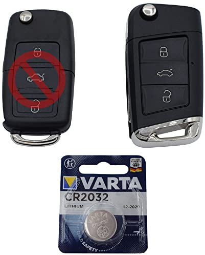 KONIKON Auto Schlüssel Funk Fernbedienung 1x Klapp Umbau Gehäuse 3 Tasten + 1x Rohling HAA/HU66 + 1x Batterie CR2032 kompatibel mit VW SEAT Skoda bis BJ. 11/2009