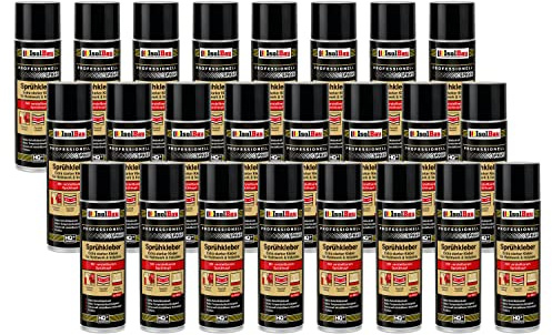 Isolbau Lot de 24 flacons de colle en spray 500 ml – Colle extra forte pour bricolage et industrie – Spray adhésif pour mousse, bois, tissu, cuir, feutre, etc
