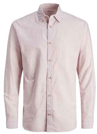 JACK & JONES Jjesummer Linen Shirt LS SN Pantaloni Chino, Rosa Nectar, XL Uomo