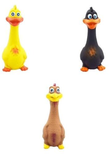 AWHAO 3 Stück Gummihuhn Schreiendes Gummi Quietschendes Hundespielzeug Bissspielzeug