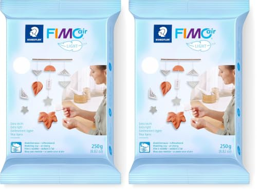 STAEDTLER Fimo Air Light 8131-0 Air Drying or Microwave Hardening Modelling Clay 250g - White (Pack of 2)