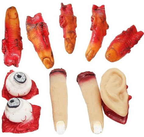 Abgetrennte Gliedmaßen Requisiten, Körperteile Augäpfel Ohren Halloween Blut Requisiten, Gefälschter Horror, Abgetrennte Finger, Gebrochene Körperteile