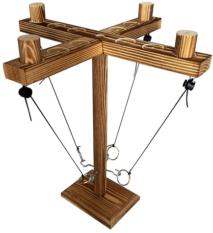 MB MATY BUNNY Ring Toss Games for Adults,Wooden Hook and Tossing Game,Hook and Ring Games 2-4-Player PK, Ring Hook Game with Ladder (13 inch)