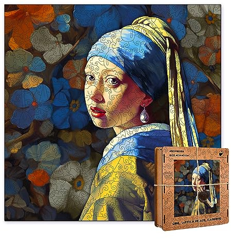 Active Puzzles Kunstpuzzles Berühmter Maler Erwachsene Holzpuzzles Lasergeschnitten Nachhaltig Umweltfreundlich Hochwertige Verarbeitung Dekoratives Puzzle Wandbild (Veermer Mädchen mit der Perle)