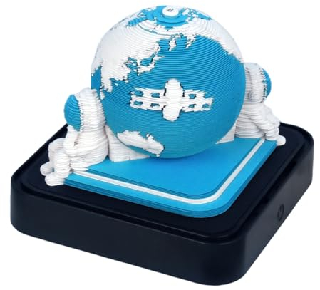 3D kalender Abreißen 2025, Kalender mit Licht 3D Memo Papier Kreativer Kalender DIY Notizen Papier Skulptur Geschenk Notizblock Papier Kunst Erde Skulptur Home Deko Geschenk (blau)
