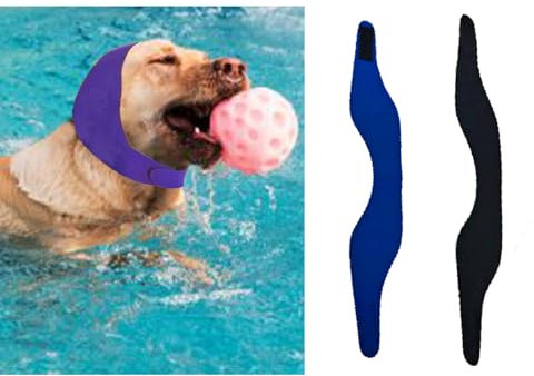 MANON ROSA Hundeschwimmkappe, wasserdicht, 2 Stück, rutschfest, Ohrstöpsel und Regenschutz für mittlere und große Hunde, Welpen und Katzen (klein, 1 x schwarz, 1 x blau)