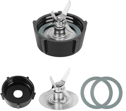 BmXauz Compatible con Cuchillas de licuadora Oster Osterizer con Fondo de Jarra de licuadora y Cuchilla Fusion de 4 Puntos 4961 y 2 Juntas tóricas de Sello de Goma