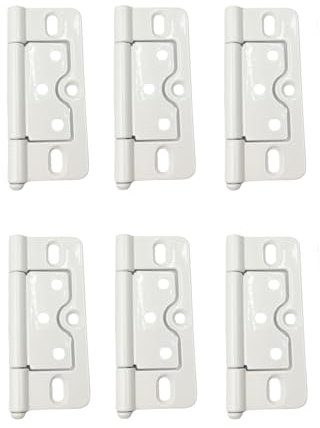 Yuqim 6 Pack Non-Mortise Door Hinges, 3 x 1.4 Stainless Steel Closet Door Hinges Heavy Duty Chest Hinges Bifold Door Hinges with Mounting Screws(Creamy White)