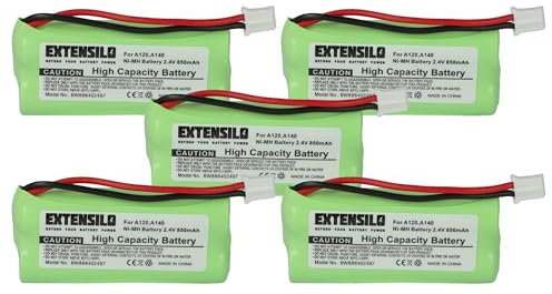 EXTENSILO 5X Akku kompatibel mit Siemens Gigaset A245, A240 Duo, A24, A240, A240 weib, A165 Trio schnurlos Festnetz Telefon (850 mAh, 2,4 V, NiMH)