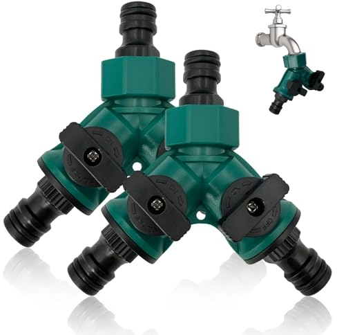 2 Stuck Y Verteiler Gartenschlauch, 2 Wege Verteiler Wasser Schlauchverteiler, Wasserleitungsanschlüssen für Y-Förmig Schlauchverbinder Rohr Verbinden Gartengeräte Schläuche