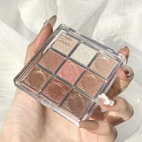 Glitter Eyeshadow Palette, Weiß Rosa Braun Lidschatten Palette Für Frauen Mädchen Schimmer Lidschatten Make-Up Paletten, Wasserdicht Langanhaltende Reisegröße Lidschatten Geschenk (01 Schneeflocke)