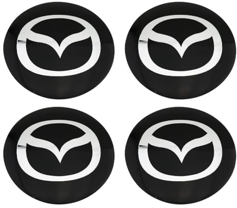 4 Stück nabendeckel 60mm für Mazda M2 M3 M5 M6 Axela Az-Offroad Biante,Radnabenkappen Logo-Aufklebern Mittelabdeckung 3D Emblem felgenaufkleber Abzeichen Aufkleber,Black