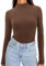 Amoretu Langarmshirt Basic Oberteile Damen Herbst Shirt Langarm Turtleneck Unterziehshirt Top Kaffee M