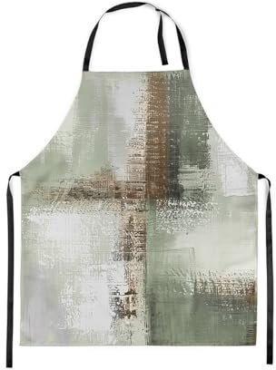 Homewish Delantal vintage de pintura al óleo, delantal de chef de mediados de siglo para cocinar, Verde pastel., 78x66cm(LxW)