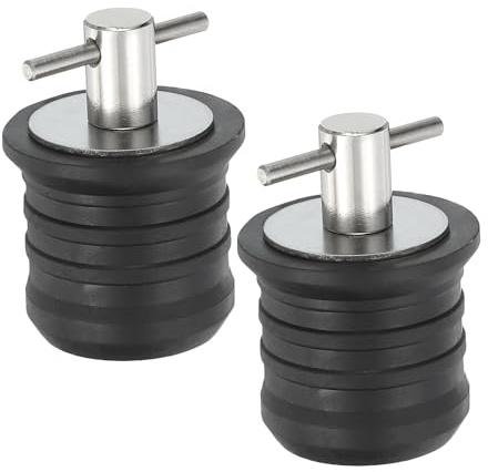 PATIKIL 1-1/4 Bateau Drain Bouchon, 2 pcs T Poignée INOX Acier Bateau Prise Bouchon Drain Marine Torsion Prise Caoutchouc Prise pour Yachts Kayaks Marine Bateau Drainages