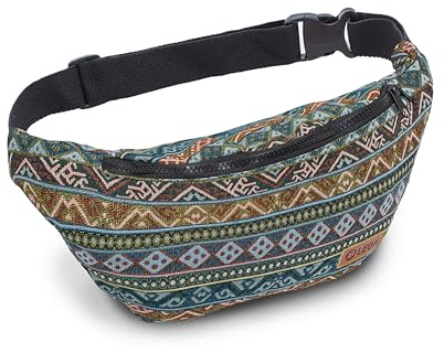Leon Gürteltasche Bauchtasche Hüfttasche 100% Baumwolle Fanny Pack Belly Belt Moon Bag Bumbag Boho Hippie Tribal Damen Herren (GT_Boho_003)