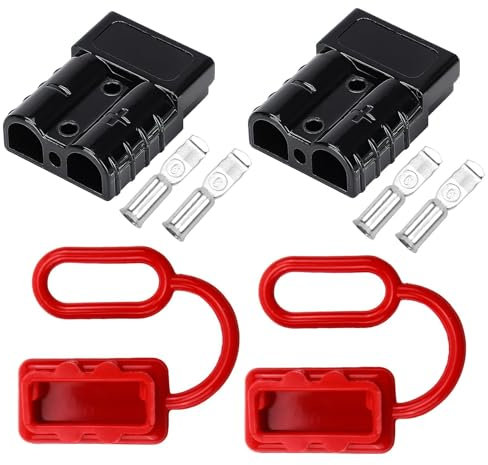 cxxtkcxxlc Connecteur Batterie 50A 600V, 2 Pièces Prise Rapide pour Remorque et Treuil, Connecteur de Batterie avec Capuchons de Protection pour Caravane, Voiture, Camping-Car