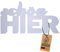 Schön Hier Schriftzug - Schön-Hier Schild - Figur zum Hinstellen - Wohnzimmer Dekoration für zu Hause - Aufsteller - Home Deko - Regal - Kommode - Flur - 3D Buchstaben aus Kunststoff (Weiß, m)