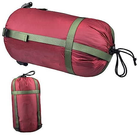 BESPORTBLE Nylon Compression Bag for Sleeping Bag Camping Hiking Gear Compact Storage Red
