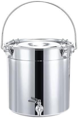 Stainless Steel Milk jug Soup Tureen - Soup Tureen with lid 201 Stainless Steel Soup Tureen/Sealed Tureen/Transport Tureen Wine Tureen with tap Thickened(20 * 20cm(7L))