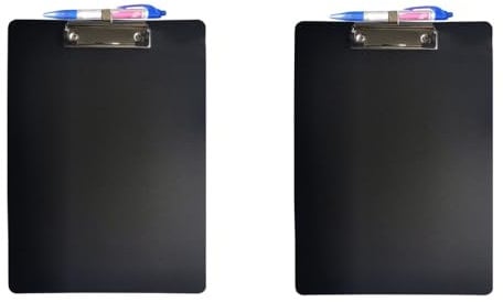 Naisfei Klemmbrett A6, 2 Stück Kunststoff Klemmbretter mit Papierklemme, Klemmmappe mit Stiftehalter, Zwischenablage zur Aufbewahrung von Papier für Büro, Restaurant, Schule Clipboard, Schwarz