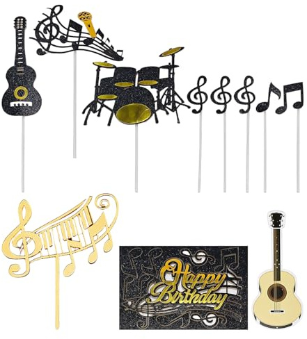 YSDYY 17 Stücke Von Kuchenkarteneinsätzen Zum Thema Musik, Accessoires Für Partykuchendekoration, Geburtstagsdekoration Zum Thema Musik, Geeignet Für Kinder Und Erwachsene Partys.