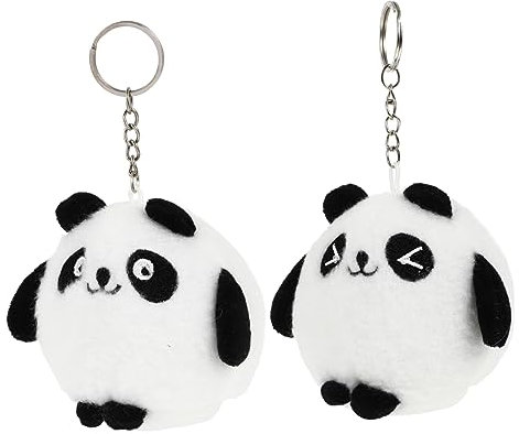 FOYTOKI Porte-clés Poupée Panda 2 Pièces pour Paquet, Accessoire Peluche Doux Tête Ronde Et Yeux Plissés, Décoration Suspendue Multifonction, Présent Ami, Ornement Panda Mignon