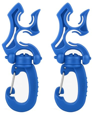 Gebildet 2 Stück Blauer Tauch Schlauchhalter-Clip, Scuba-Zubehör, Tauch-Doppel-BCD-Schlauchclip mit Karabinerhaken-Schnalle für Schnorchelzubehör