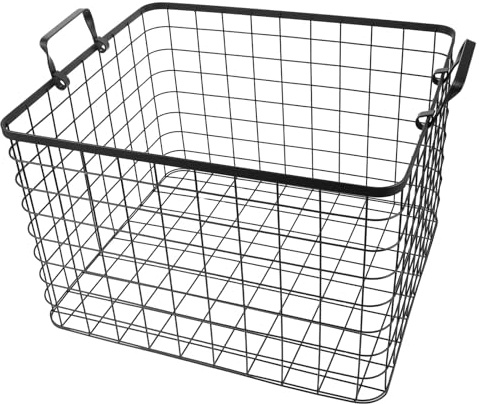 Milisten Log Bin Metal Wire Basket Mesh Stackable Utility Storage Bin Charcoal Carrier Rectangular Christmas Fireplace Container For Indoor Outdoor Firewood Kitchen Utility