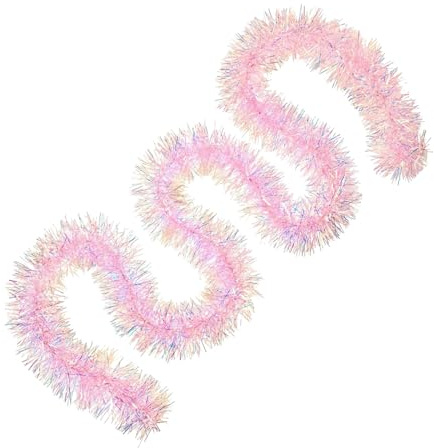 Generisch Rosa Girlande - 2 Meters Pinke Lametta Girlande Für Weihnachtsbaum - Wohnraumdekor Party Banner Hintergrunddekoration für Hochzeit Geburtstag Garten Kamin Terrasse Hof